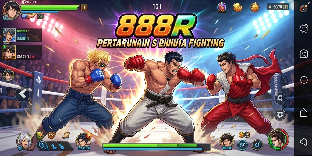 Tampilan gameplay menegangkan dalam pertarungan 888R.