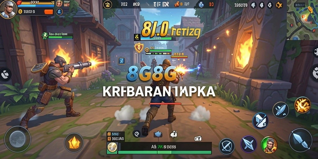 Screenshot menampilkan aksi strategis dalam gameplay 8G8G.