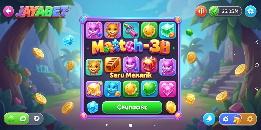 Tampilan gameplay menarik JAYABET yang mengusung genre Match-3.