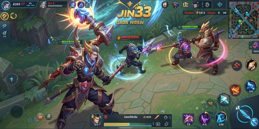 Tangkapan layar gameplay JIN33 dengan aksi pertempuran yang intens.