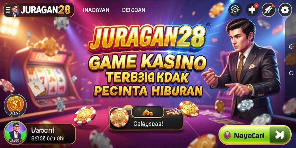 Screenshot utama JURAGAN28 menunjukkan gameplay kasino yang seru dan menggugah semangat.