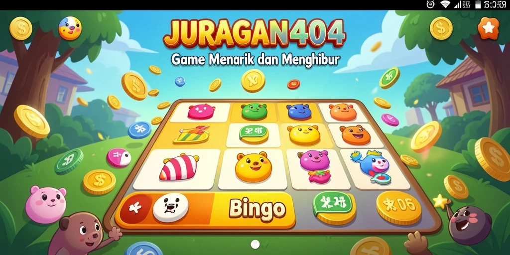 Screenshot utama JURAGAN404 menampilkan gameplay Bingo yang seru.