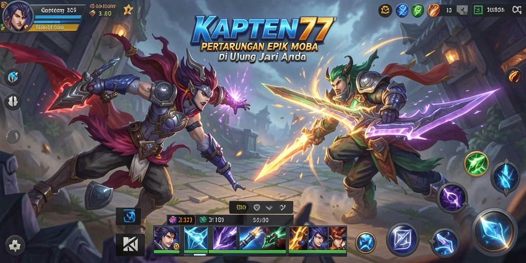 Tangkapan layar KAPTEN77 menampilkan aksi seru dalam pertempuran heroik.