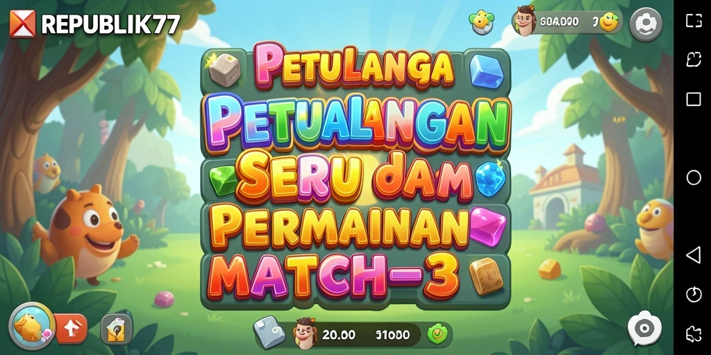Tampilan gameplay seru di REPUBLIK77 dengan elemen Match-3.