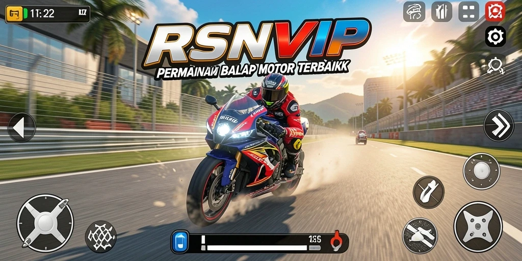 Tampilan gameplay balap motor yang menegangkan dalam RSNVIP.