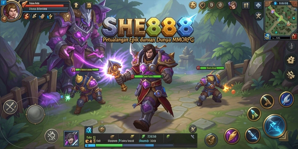 Tampilan seru gameplay MMORPG dalam SHE888.