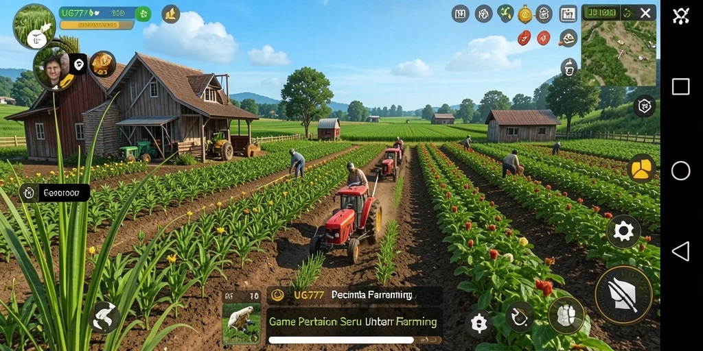 Screenshot utama UG777 menampilkan gameplay pertanian yang menarik dan interaktif.