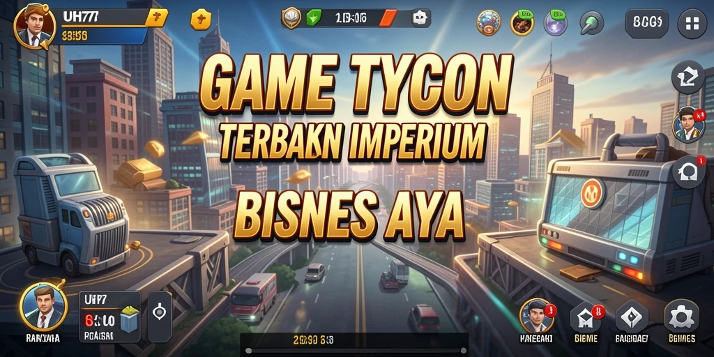 Tampilan gameplay UH77 yang menampilkan strategi bisnis yang menarik.